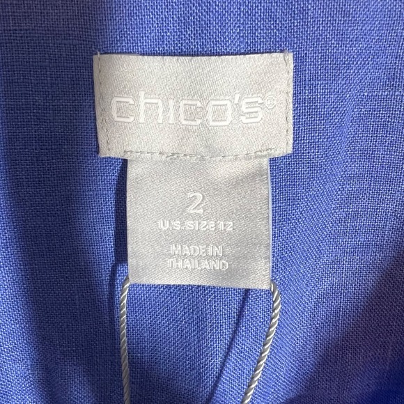NEW‎ Chico's No-Iron Linen Button Up Top Size L (2)  Blue Lagenlook Quiet Luxury - Picture 3 of 13